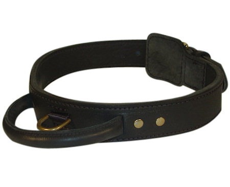 Leather Agitation Collars with Handle for Mastiff training
