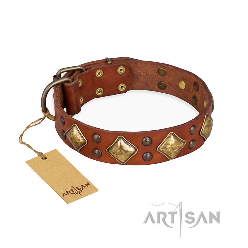 "Flight of Fancy" FDT Artisan Adorned Leather Mastiff Collar