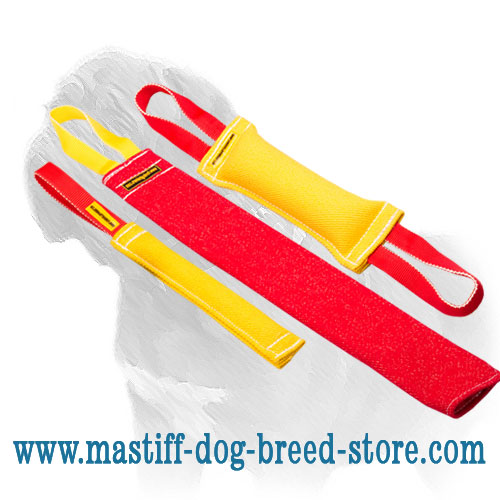 Mastiff Training Set of French Linen Bite Tugs with FREE Rubber Ball