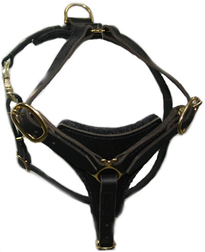 Tracking / Walking dog harness made of leather - H3