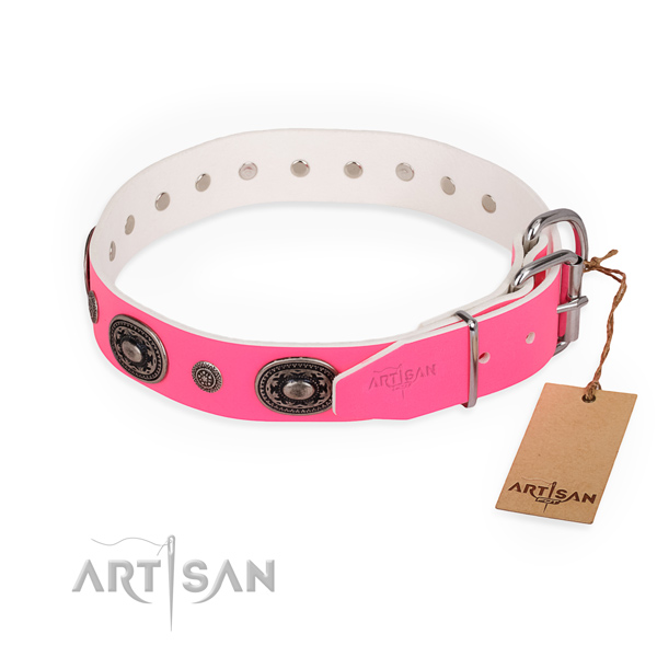Comfortable wearing top quality dog collar with rust resistant hardware