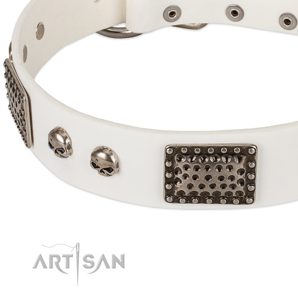 Durable studs on full grain genuine leather dog collar for your doggie