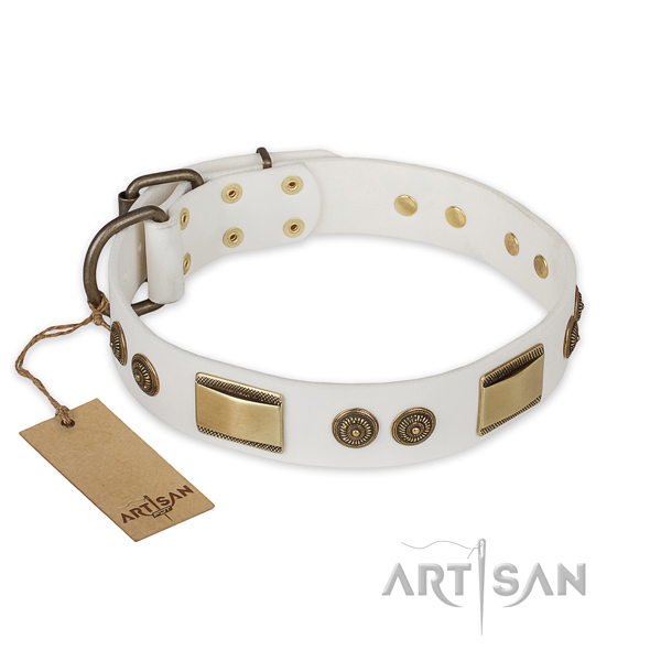 Easy to adjust leather dog collar for everyday use