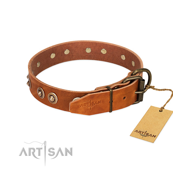 Rust-proof hardware on full grain genuine leather dog collar for your pet