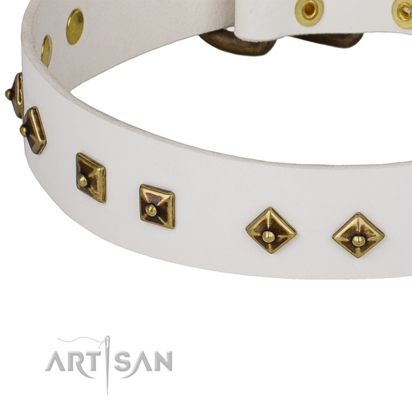 Embellished genuine leather collar for your lovely doggie