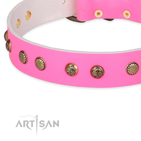 Adjustable full grain leather collar for your impressive canine