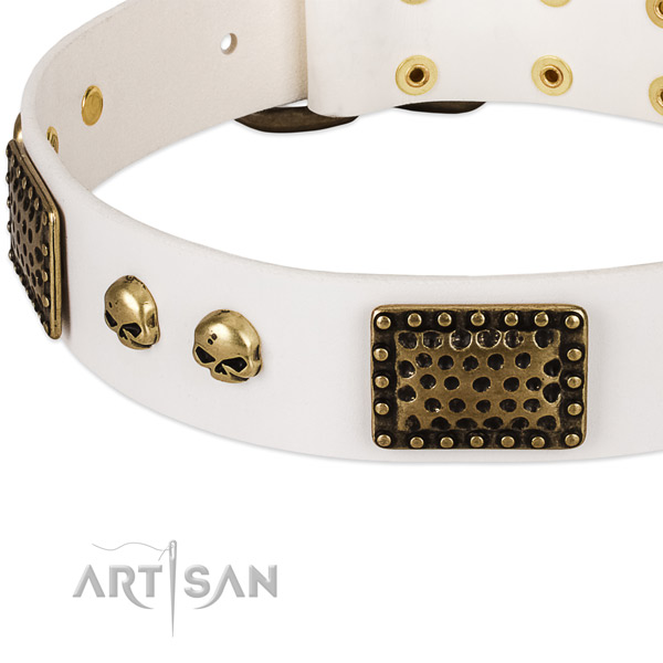 Rust resistant hardware on full grain natural leather dog collar for your four-legged friend