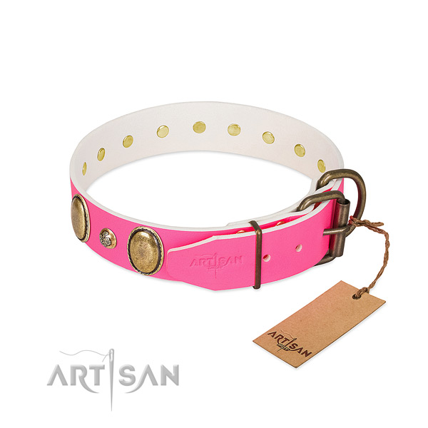 Easy wearing quality leather dog collar