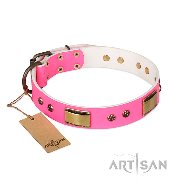 Amazing full grain natural leather collar for your canine