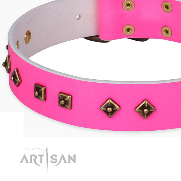 Top notch full grain genuine leather collar for your stylish doggie