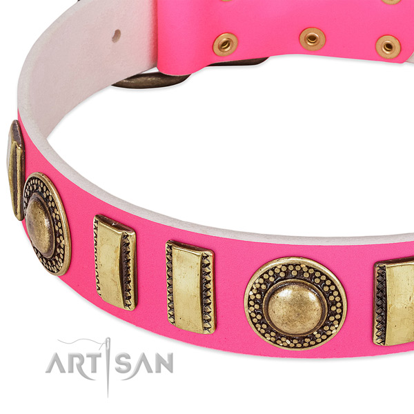 Soft to touch leather dog collar for your beautiful canine
