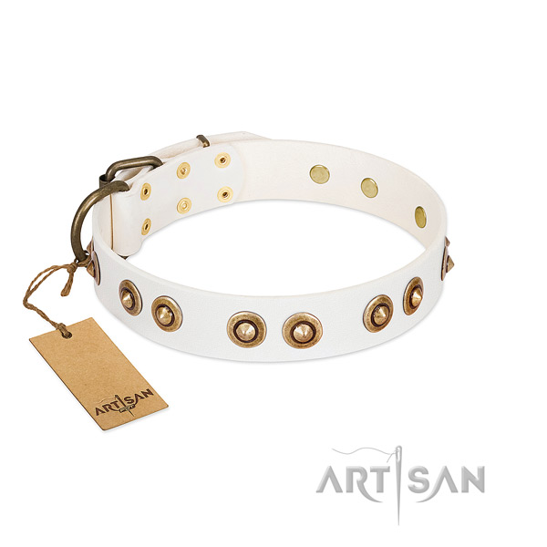 Easy to adjust full grain natural leather collar for your pet