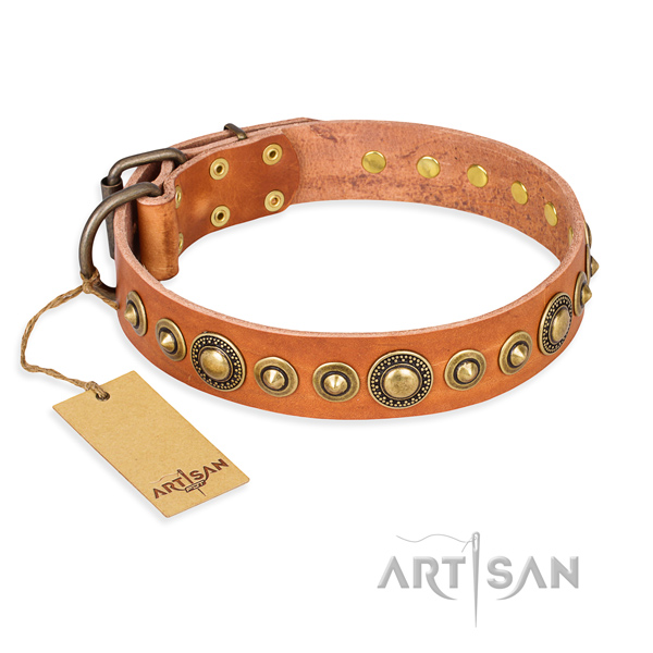 Durable genuine leather collar crafted for your doggie