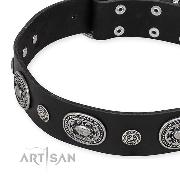 High quality genuine leather dog collar made for your impressive pet