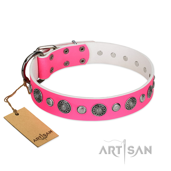 Best quality leather dog collar with rust-proof buckle