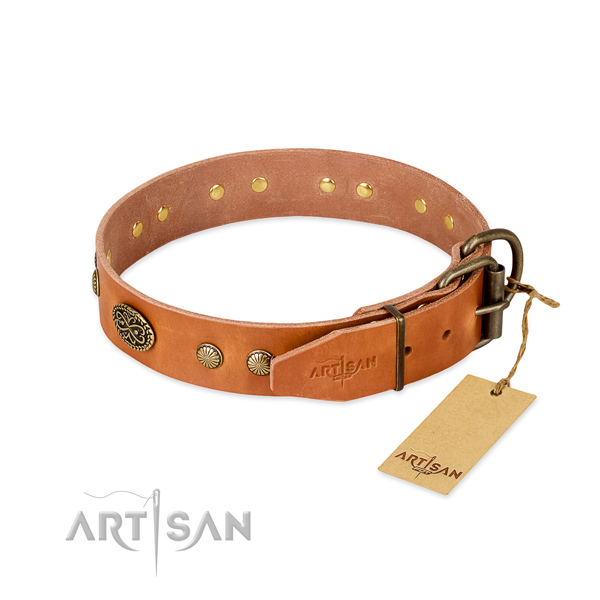 Rust-proof hardware on Genuine leather dog collar for your canine