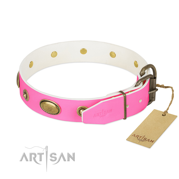 Rust resistant fittings on full grain leather dog collar for your canine