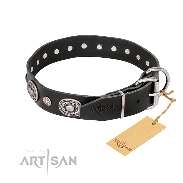 High quality leather dog collar created for handy use