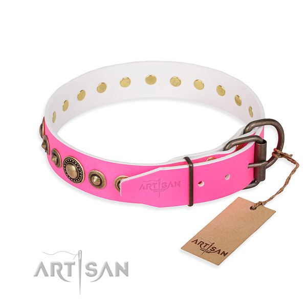 Best quality full grain leather dog collar handcrafted for stylish walking