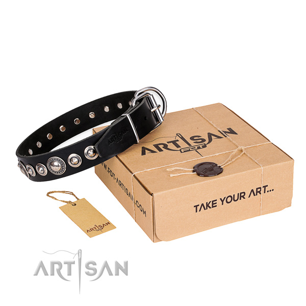 Finest quality natural leather dog collar