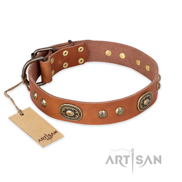 Perfect fit full grain leather dog collar for comfy wearing