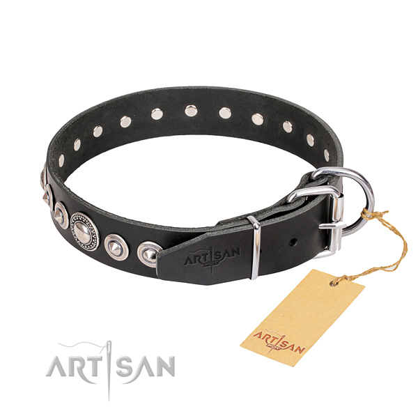 Fine quality embellished dog collar of leather