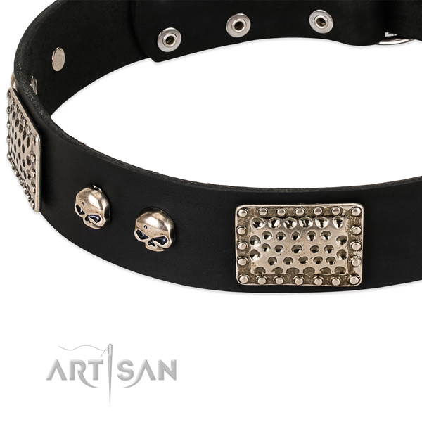 Durable hardware on full grain natural leather dog collar for your dog