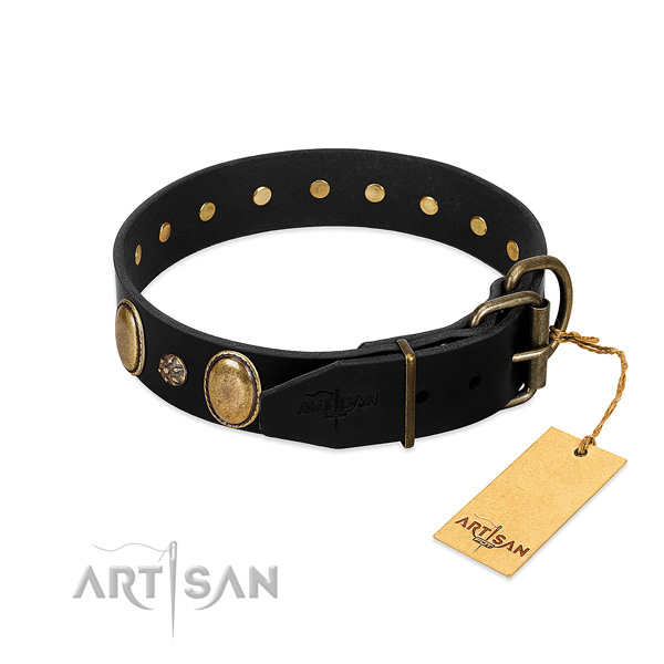 Comfortable wearing gentle to touch natural genuine leather dog collar