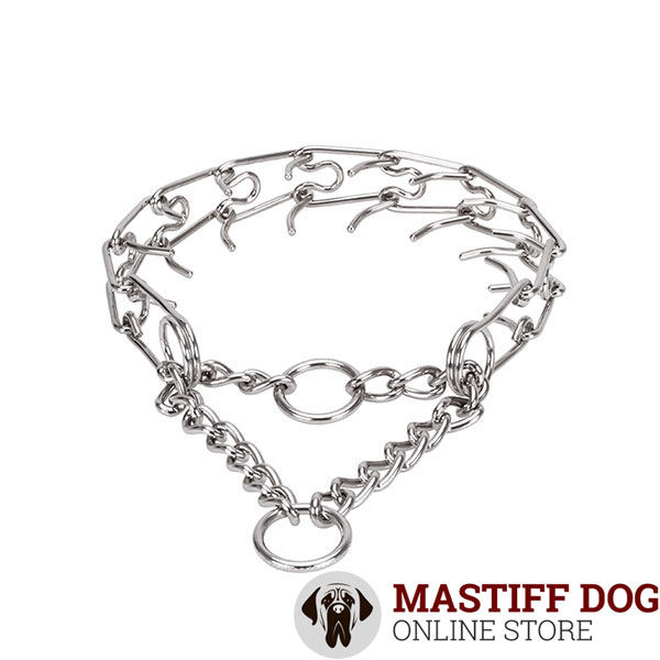 Corrosion resistant stainless steel pinch collar for poorly behaved canines