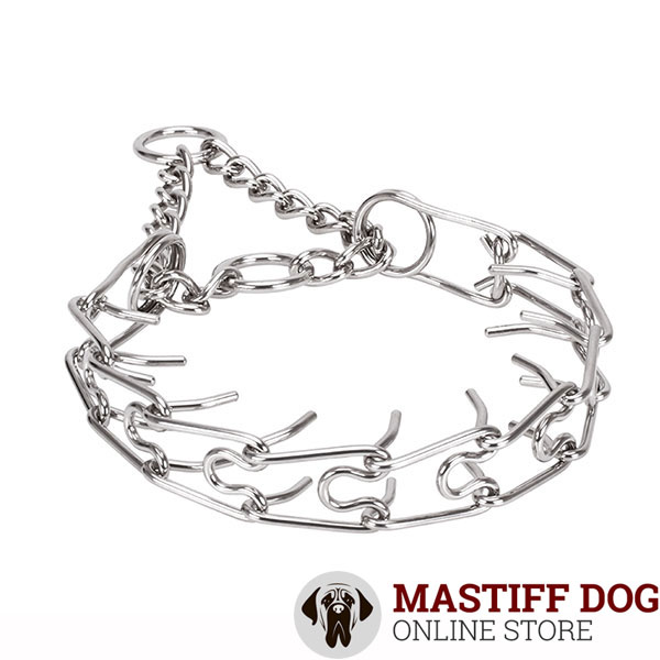 Corrosion resistant stainless steel dog pinch collar with removable links