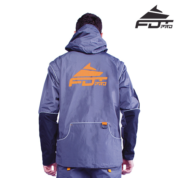 FDT Professional Dog Tracking Jacket of Grey Color with Handy Side Pockets