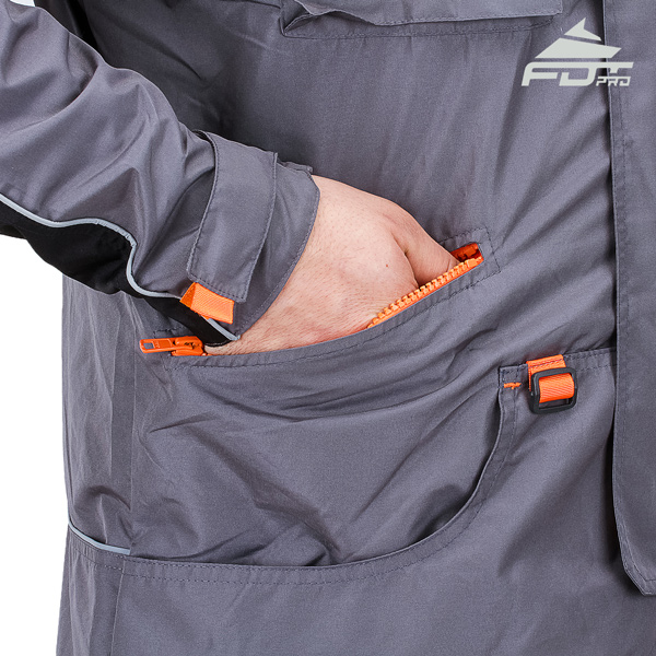 Grey FDT Pro Design Dog Tracking Jacket with Durable Side Pockets