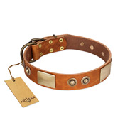 "Perfect Blend" FDT Artisan Tan Leather Mastiff Collar 1 1/2 inch (40 mm) wide  "Perfect Blend" FDT Artisan Tan Leather Mastiff Collar 1 1/2 inch (40 mm) wide