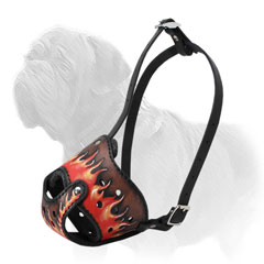 Hand-painted Leather Mastiff Muzzle